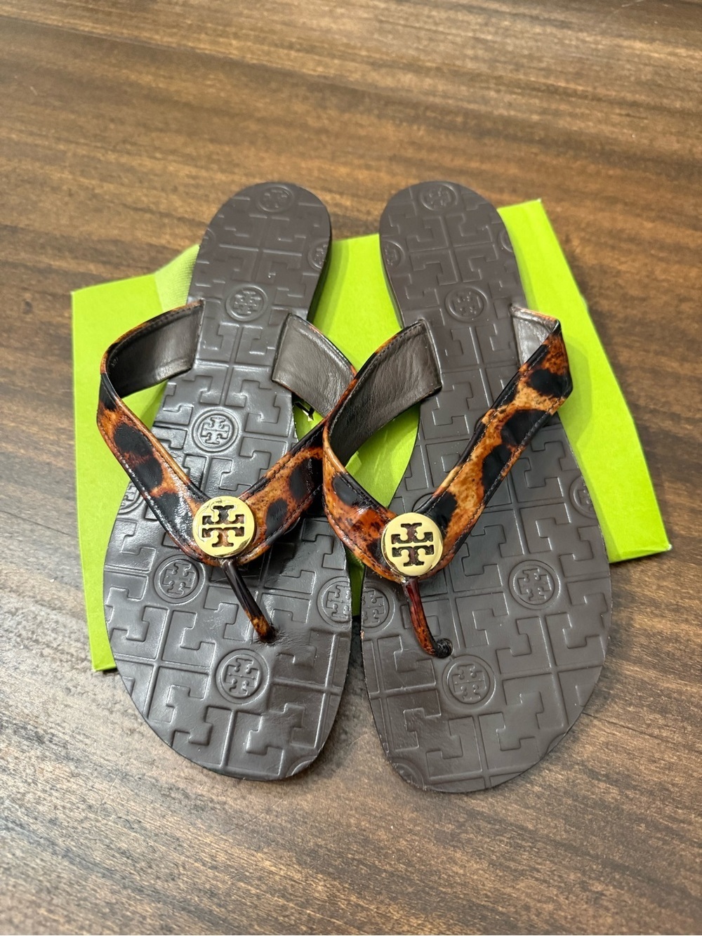 Tory Burch Leopardt-Print Miller Thong Sandals with Gold Logo
